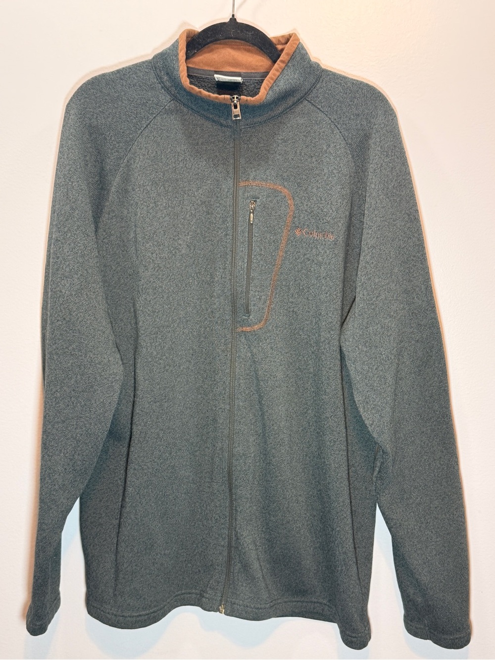 Columbia Men's Full-Zip Fleece Jacket in Gray with Tan Trim